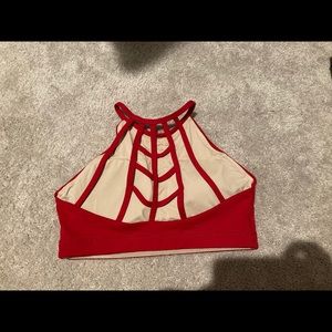 Savage barbell red high neck sports bra